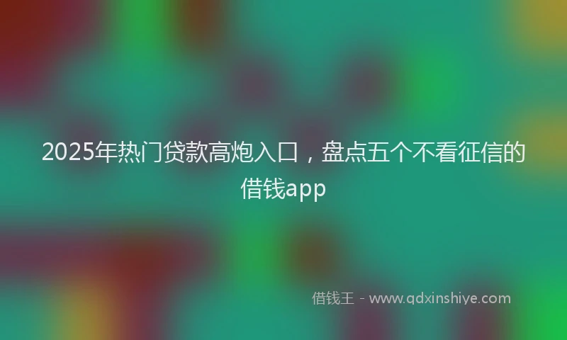 2025年热门贷款高炮入口，盘点五个不看征信的借钱app