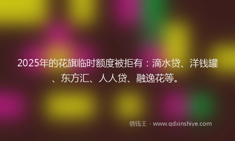 2025年的花旗临时额度被拒有：滴水贷、洋钱罐、东方汇、人人贷、融逸花等。