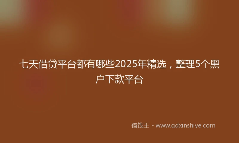 七天借贷平台都有哪些2025年精选，整理5个黑户下款平台