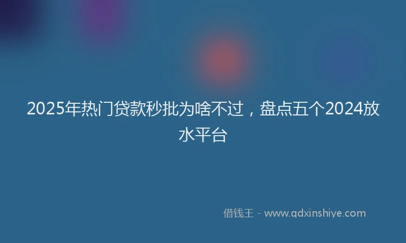 2025年热门贷款秒批为啥不过，盘点五个2024放水平台