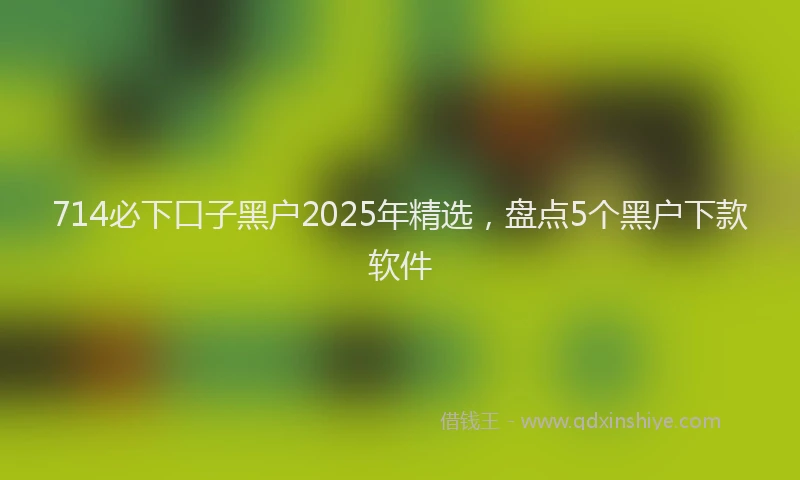 714必下口子黑户2025年精选，盘点5个黑户下款软件
