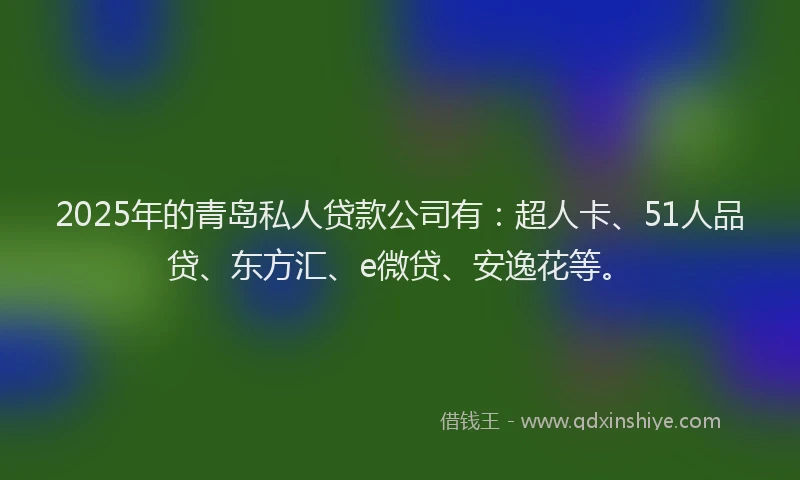 2025年的青岛私人贷款公司有：超人卡、51人品贷、东方汇、e微贷、安逸花等。