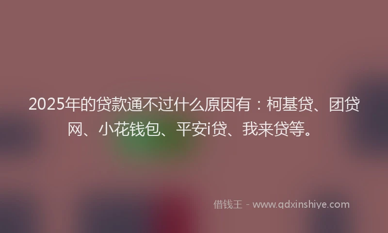 2025年的贷款通不过什么原因有：柯基贷、团贷网、小花钱包、平安i贷、我来贷等。