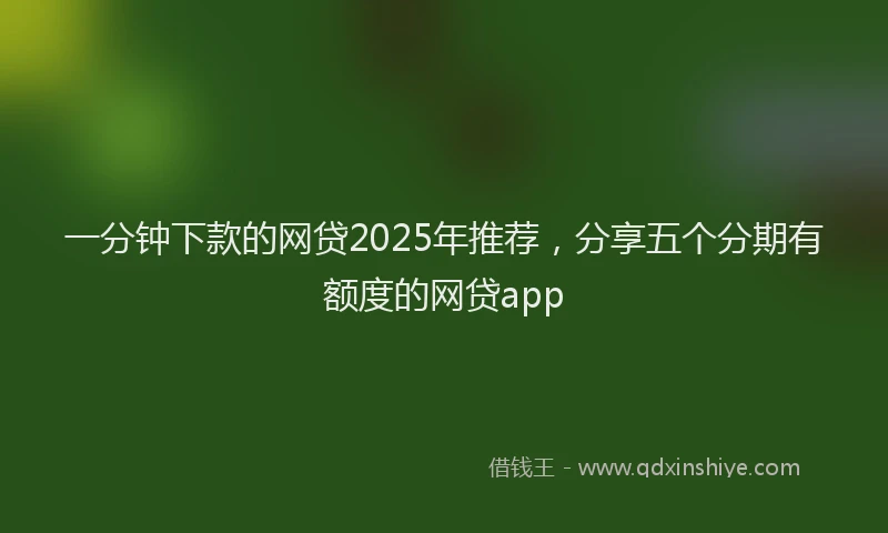 一分钟下款的网贷2025年推荐，分享五个分期有额度的网贷app