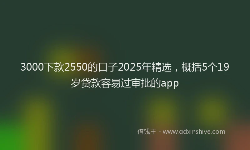 3000下款2550的口子2025年精选，概括5个19岁贷款容易过审批的app