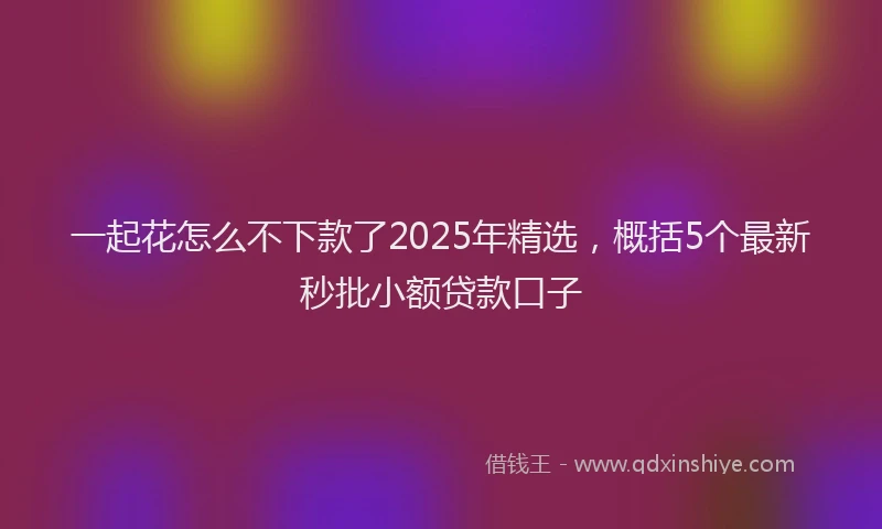 一起花怎么不下款了2025年精选，概括5个最新秒批小额贷款口子
