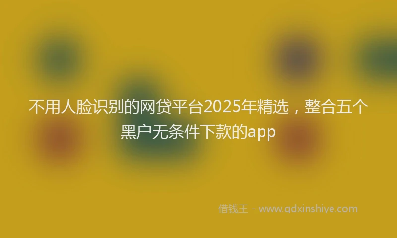 不用人脸识别的网贷平台2025年精选，整合五个黑户无条件下款的app