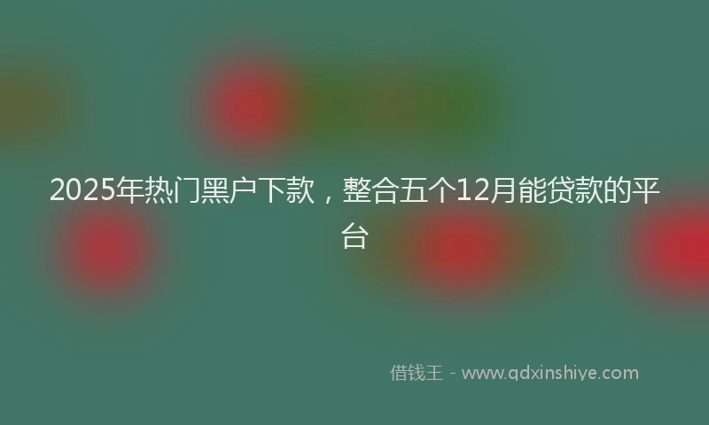 2025年热门黑户下款，整合五个12月能贷款的平台