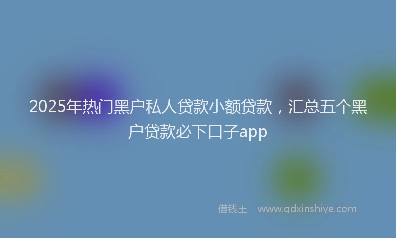 2025年热门黑户私人贷款小额贷款，汇总五个黑户贷款必下口子app