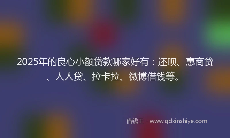 2025年的良心小额贷款哪家好有：还呗、惠商贷、人人贷、拉卡拉、微博借钱等。