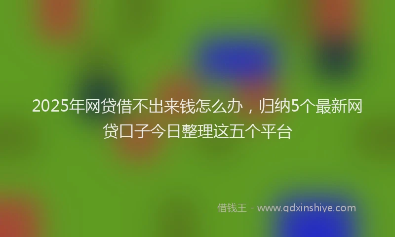 2025年网贷借不出来钱怎么办，归纳5个最新网贷口子今日整理这五个平台