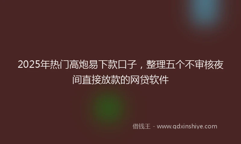 2025年热门高炮易下款口子，整理五个不审核夜间直接放款的网贷软件