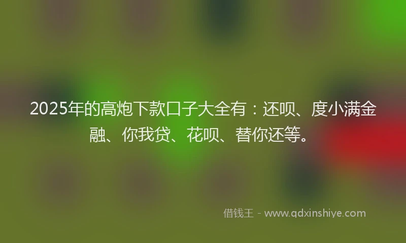 2025年的高炮下款口子大全有：还呗、度小满金融、你我贷、花呗、替你还等。
