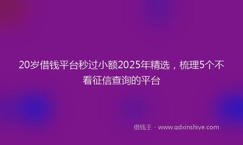 20岁借钱平台秒过小额2025年精选，梳理5个不看征信查询的平台