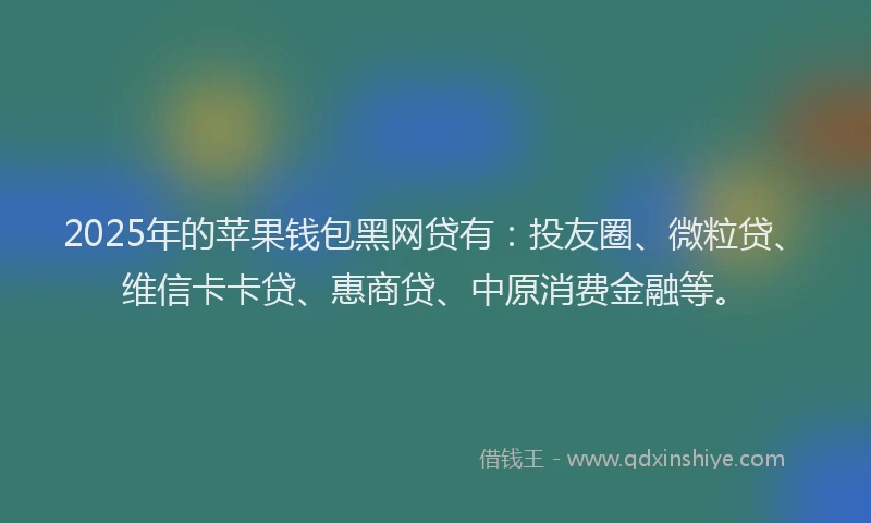 2025年的苹果钱包黑网贷有：投友圈、微粒贷、维信卡卡贷、惠商贷、中原消费金融等。