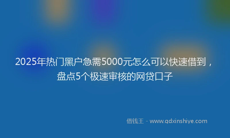 2025年热门黑户急需5000元怎么可以快速借到，盘点5个极速审核的网贷口子