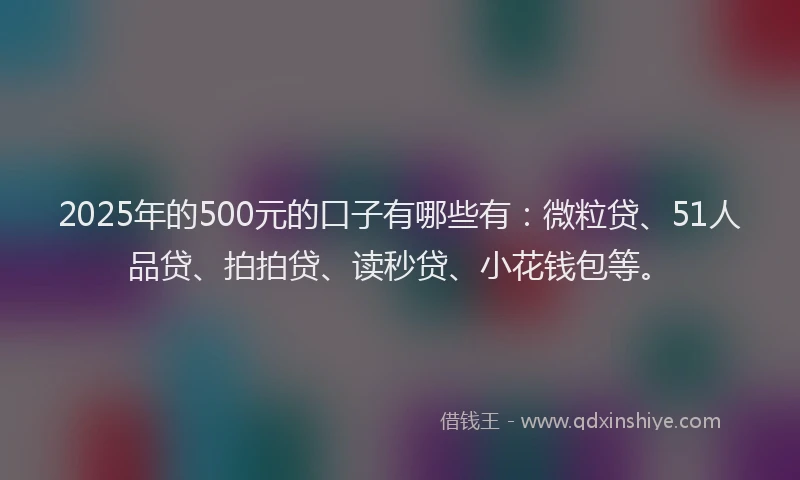 2025年的500元的口子有哪些有：微粒贷、51人品贷、拍拍贷、读秒贷、小花钱包等。