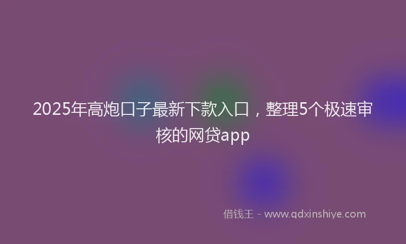 2025年高炮口子最新下款入口，整理5个极速审核的网贷app