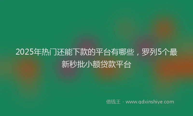 2025年热门还能下款的平台有哪些，罗列5个最新秒批小额贷款平台