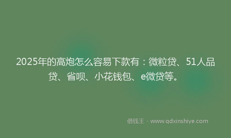 2025年的高炮怎么容易下款有：微粒贷、51人品贷、省呗、小花钱包、e微贷等。