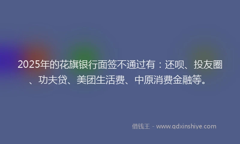 2025年的花旗银行面签不通过有：还呗、投友圈、功夫贷、美团生活费、中原消费金融等。