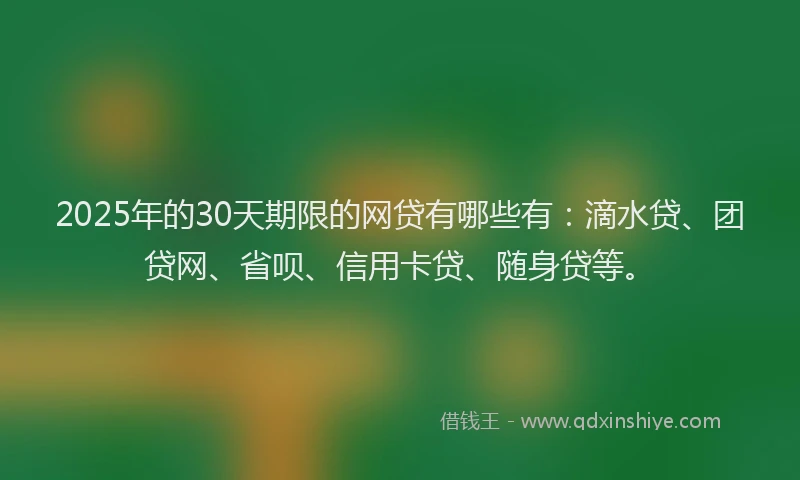 2025年的30天期限的网贷有哪些有：滴水贷、团贷网、省呗、信用卡贷、随身贷等。