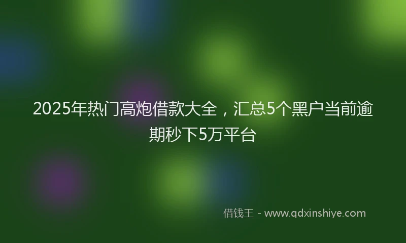 2025年热门高炮借款大全，汇总5个黑户当前逾期秒下5万平台
