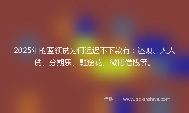 2025年的蓝领贷为何迟迟不下款有：还呗、人人贷、分期乐、融逸花、微博借钱等。