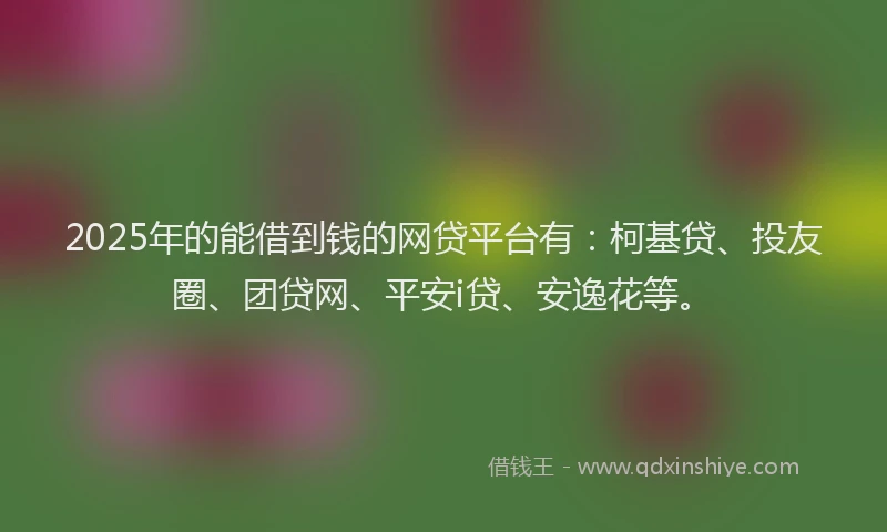 2025年的能借到钱的网贷平台有：柯基贷、投友圈、团贷网、平安i贷、安逸花等。
