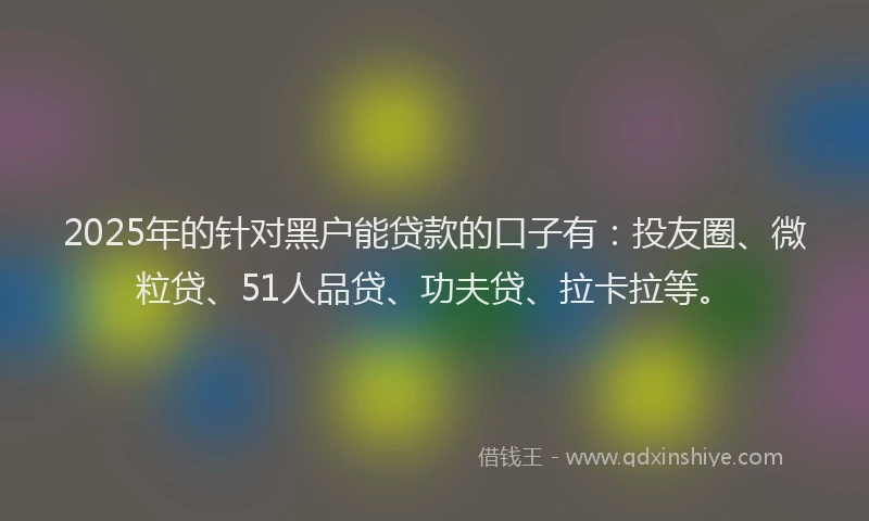 2025年的针对黑户能贷款的口子有：投友圈、微粒贷、51人品贷、功夫贷、拉卡拉等。