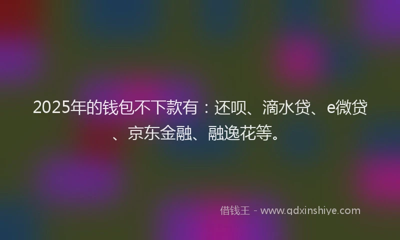 2025年的钱包不下款有：还呗、滴水贷、e微贷、京东金融、融逸花等。