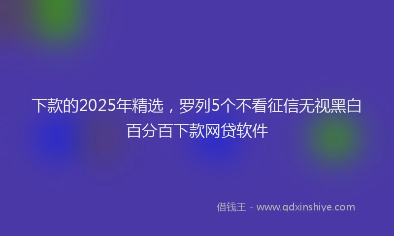 下款的2025年精选，罗列5个不看征信无视黑白百分百下款网贷软件