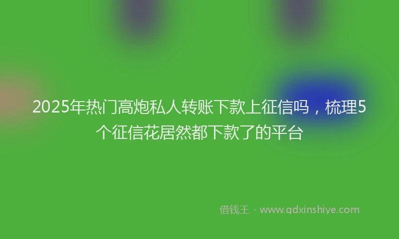 2025年热门高炮私人转账下款上征信吗，梳理5个征信花居然都下款了的平台