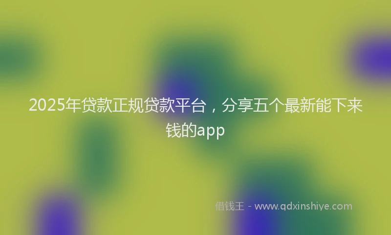 2025年贷款正规贷款平台，分享五个最新能下来钱的app