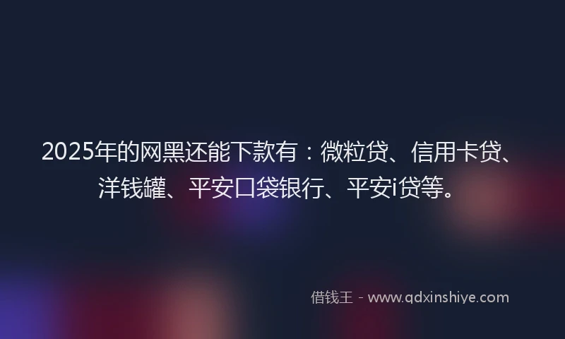 2025年的网黑还能下款有：微粒贷、信用卡贷、洋钱罐、平安口袋银行、平安i贷等。