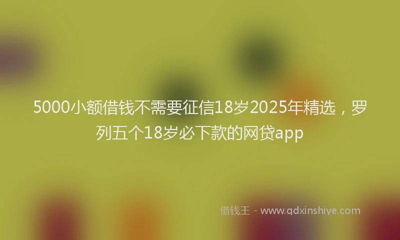 5000小额借钱不需要征信18岁2025年精选，罗列五个18岁必下款的网贷app