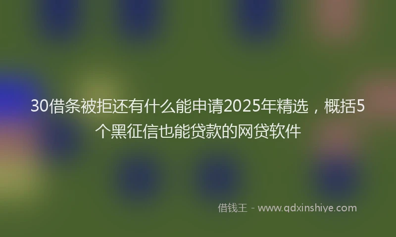 30借条被拒还有什么能申请2025年精选，概括5个黑征信也能贷款的网贷软件