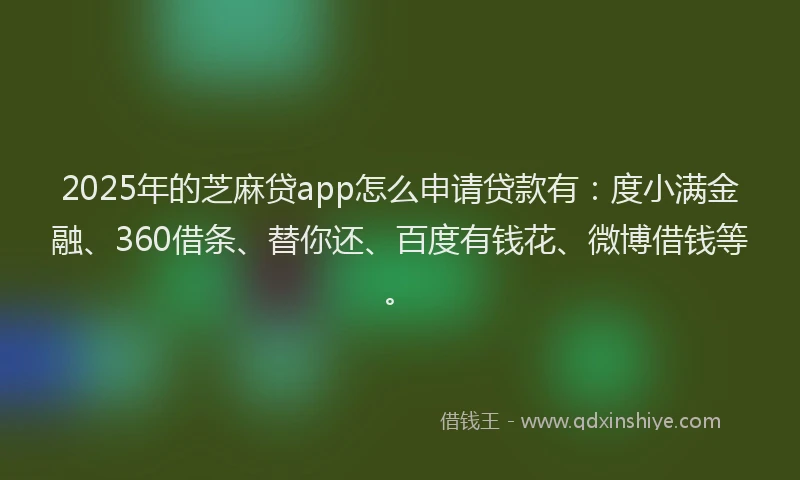 2025年的芝麻贷app怎么申请贷款有：度小满金融、360借条、替你还、百度有钱花、微博借钱等。