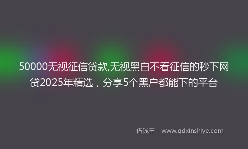 50000无视征信贷款,无视黑白不看征信的秒下网贷2025年精选，分享5个黑户都能下的平台