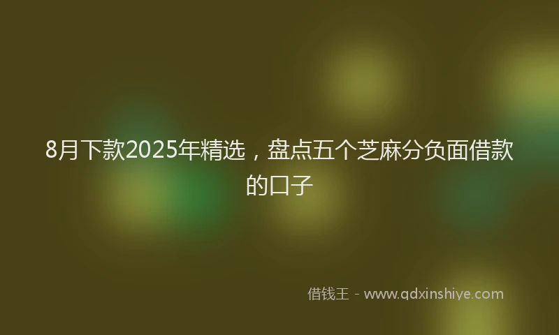 8月下款2025年精选，盘点五个芝麻分负面借款的口子