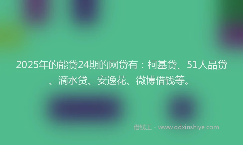 2025年的能贷24期的网贷有：柯基贷、51人品贷、滴水贷、安逸花、微博借钱等。