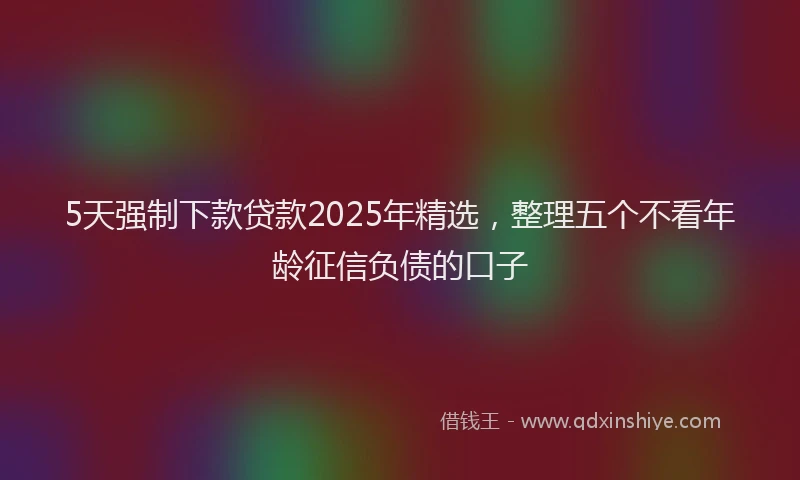 5天强制下款贷款2025年精选，整理五个不看年龄征信负债的口子