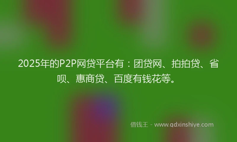 2025年的P2P网贷平台有：团贷网、拍拍贷、省呗、惠商贷、百度有钱花等。