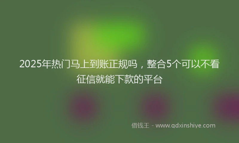 2025年热门马上到账正规吗，整合5个可以不看征信就能下款的平台