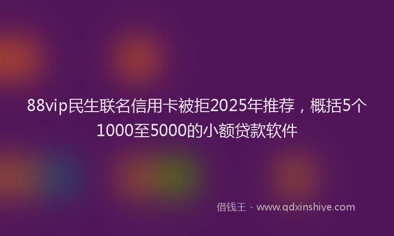 88vip民生联名信用卡被拒2025年推荐，概括5个1000至5000的小额贷款软件