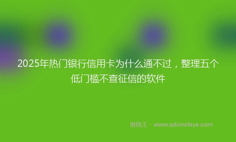 2025年热门银行信用卡为什么通不过，整理五个低门槛不查征信的软件