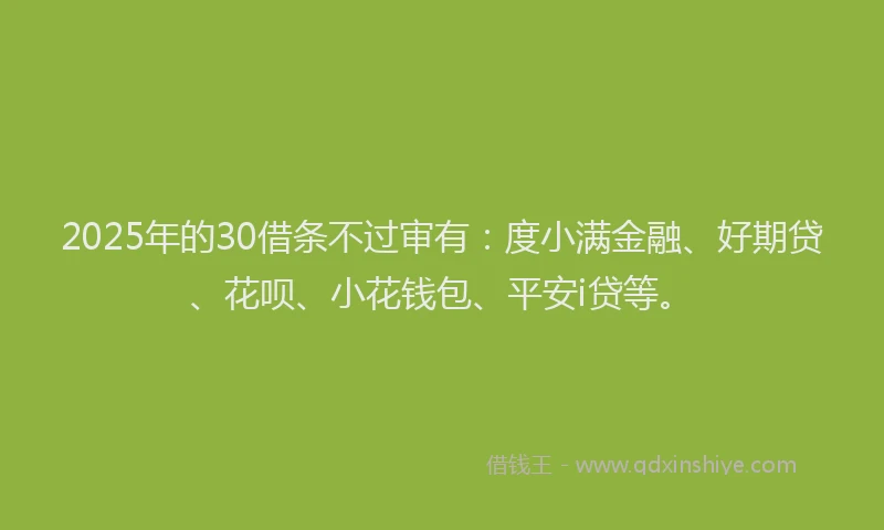 2025年的30借条不过审有：度小满金融、好期贷、花呗、小花钱包、平安i贷等。