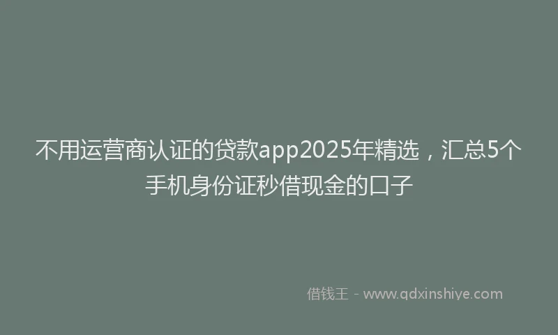 不用运营商认证的贷款app2025年精选，汇总5个手机身份证秒借现金的口子