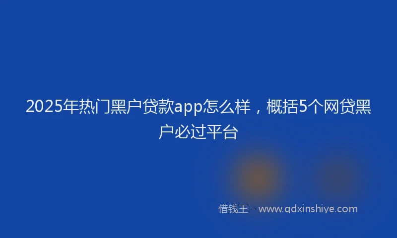 2025年热门黑户贷款app怎么样，概括5个网贷黑户必过平台