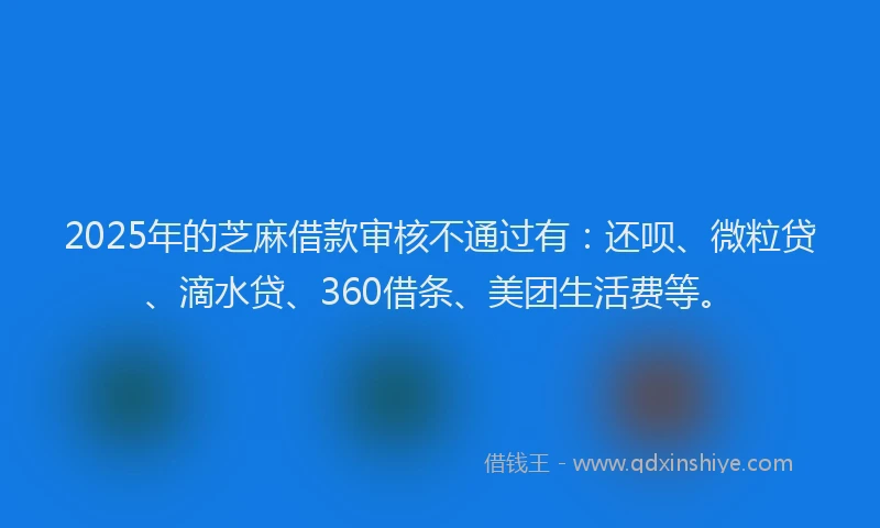 2025年的芝麻借款审核不通过有：还呗、微粒贷、滴水贷、360借条、美团生活费等。